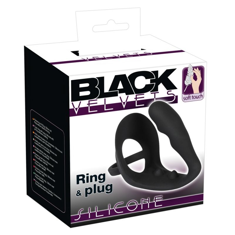Black Velvets penio žiedas ir analinis kaištis 2in1